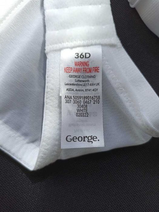Бюстгальтер George EUR 80D  поролон без косточки белый