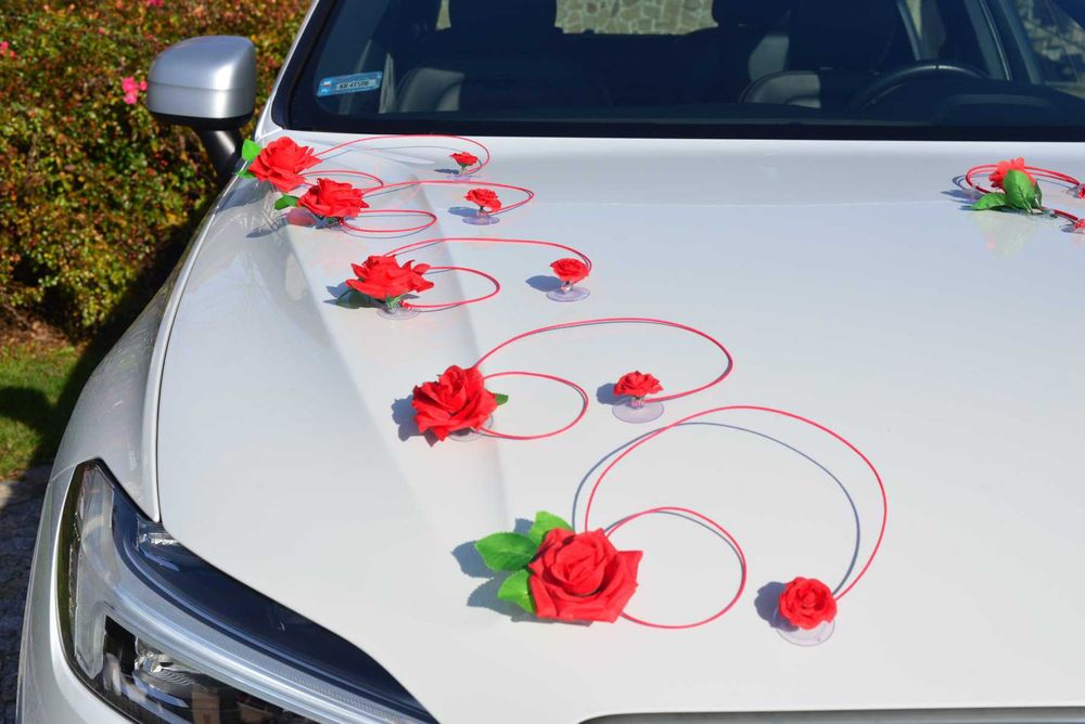 CZERWONY stroik na auto samochód do ślubu.POLECAMY 315