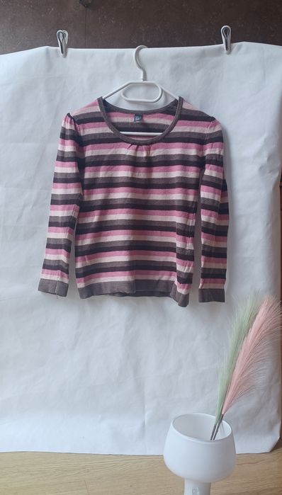 Zara Kids śliczny sweterek sweter paski pasy różowe brązowe 128 cm 7-8