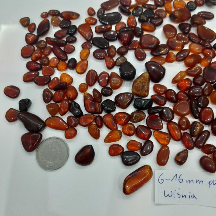Bursztyn polerowany  Wiśniowy 6-16mm 1kg