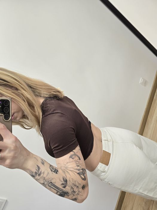 2 topy bezszwowy siłownia fitness brąz i beż
