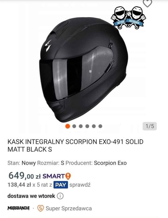 Kask Scorpion exo 491 rozmiar XXS 52-53cm dla kobiety lub dziecka