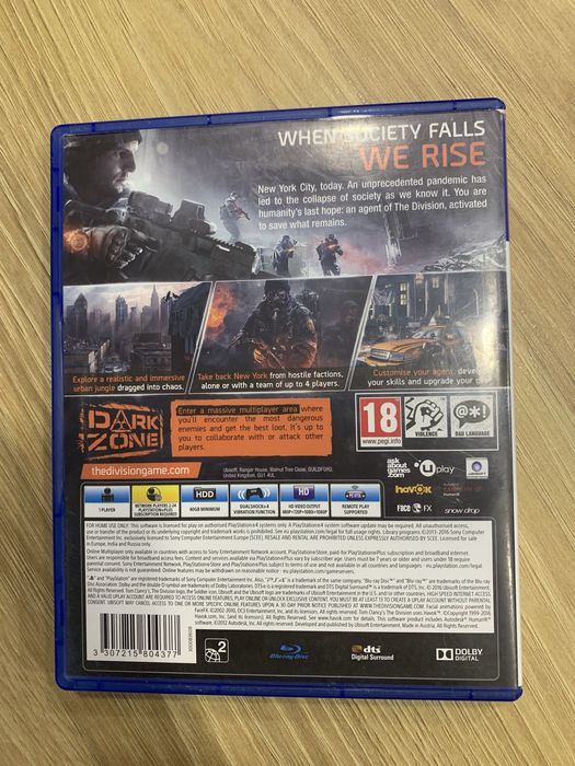 Гра the division, диск для PS4