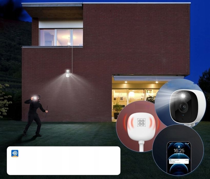 AOQEE Kamera 2K 3MP 2szt IP65 WiFi Wewnętrzna Zewnętrzna Alarm App