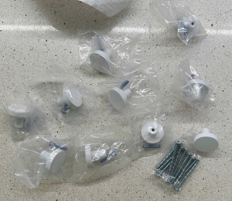 Conjunto de puxadores redondos branco mate – 10 unidades