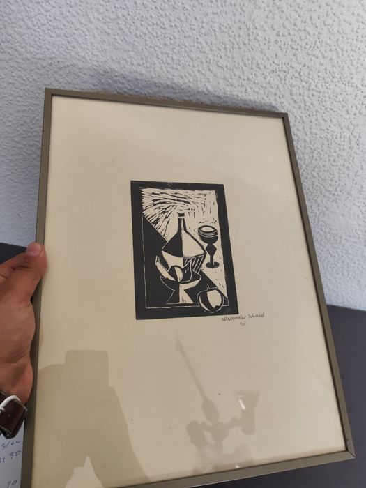Obraz grafika litografia Aleksander schmiel vintage retro prl new look