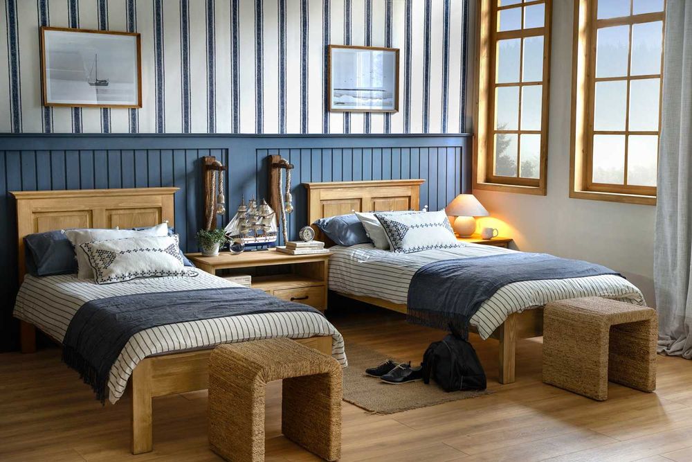 Drewniane pojedyncze łóżko woskowane HACIENDA 90x200