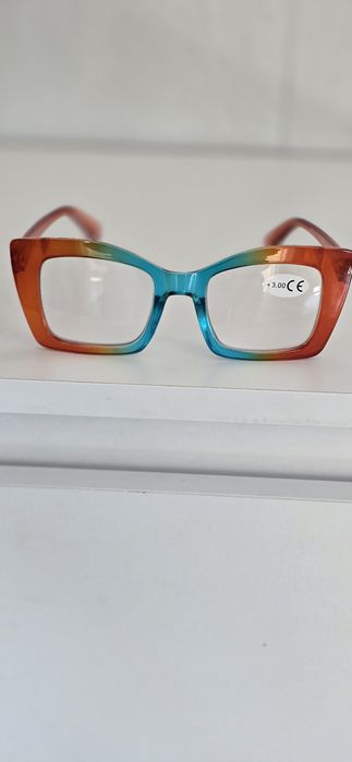 Okulary plus 3 czerwono-niebieskie unisex