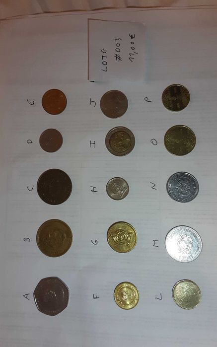 4 lotes de moedas – 15 moedas cada (Portugal e mundo)