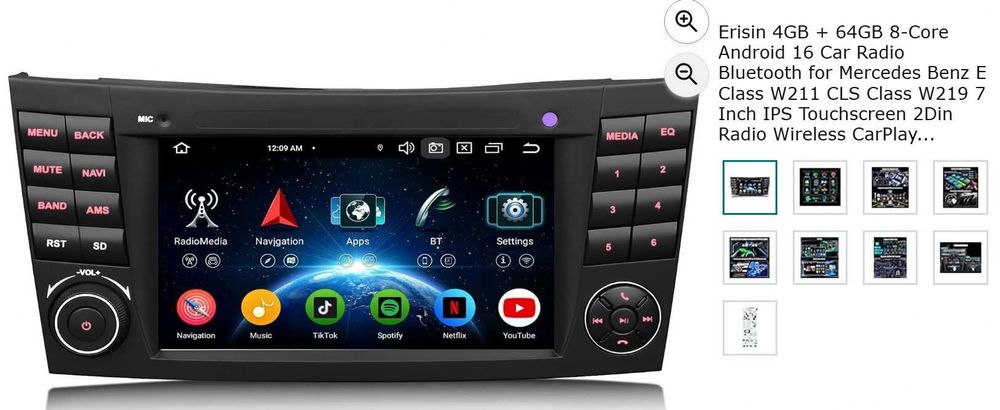 Radio Erisin 2 DIN / NOVO na caixa/ Mercedes Benz E Class W211 CLS Class W219 .