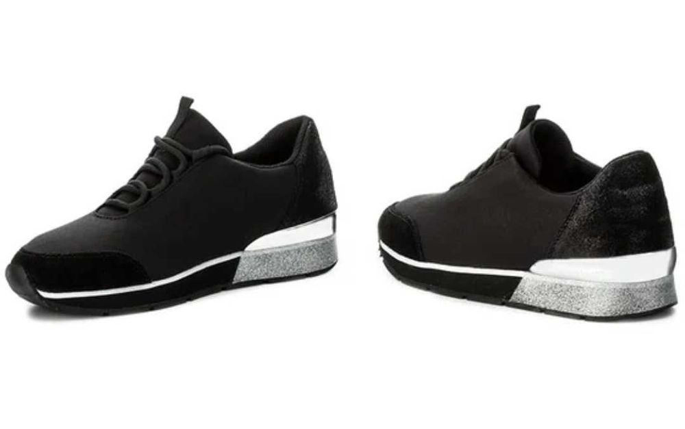 Trussardi Jeans sneakersy czarne  36 - srebrne podeszwy