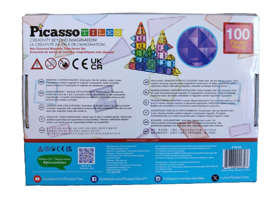 NOWE Klocki magnetyczne konstrukcyjne PICASSO TILES Mini 100 el. PTM100 ORYGINAŁ
