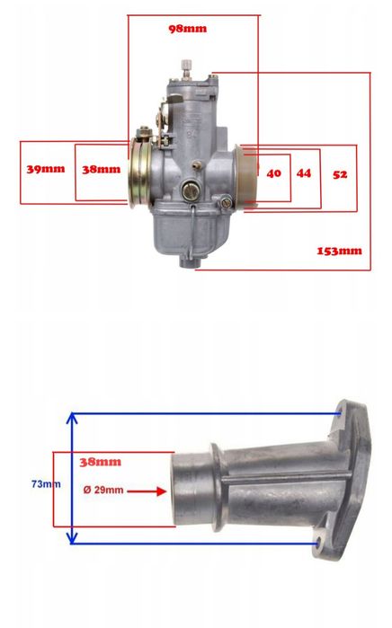 MZ Etz 250 251 Gaźnik Króciec 2w1 Komplet Bing Jakość Dedykowany