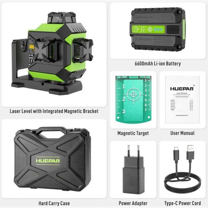 Лазерний рівень нівелір Huepar 703CG 3D PREMIUM 6600мАh