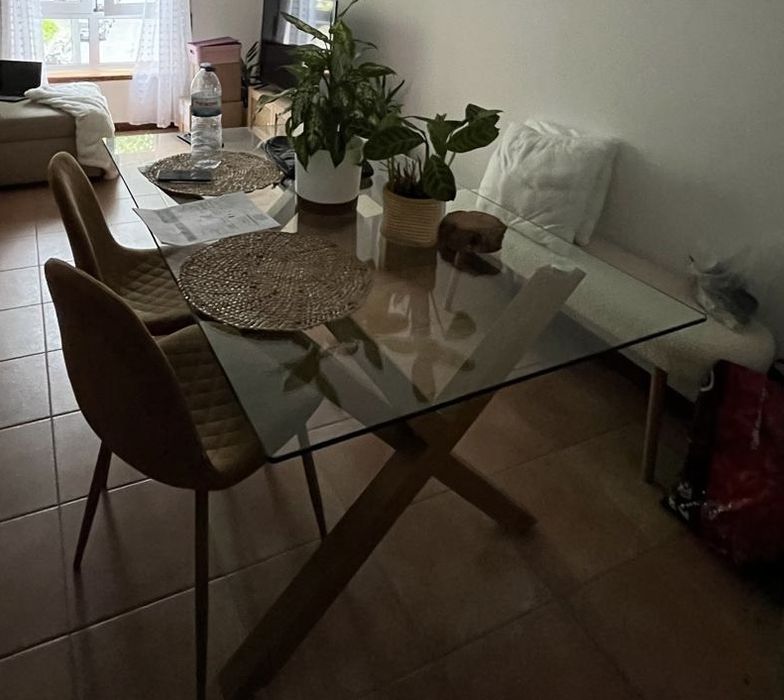 Mesa jantar de vidro 160x90