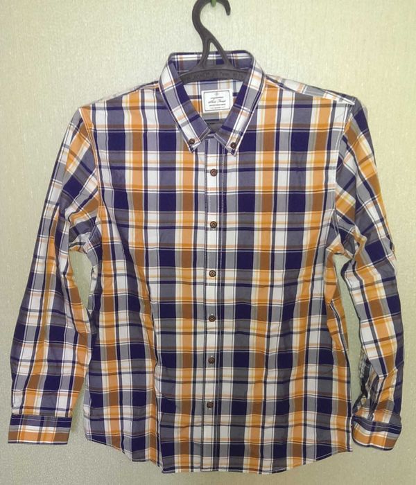 Рубашка 100% хлопок в клеточку, размер 52