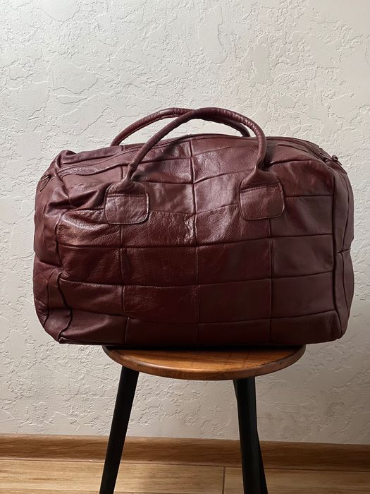 Сумка дорожня XXL саквояж натуральна шкіра бордова