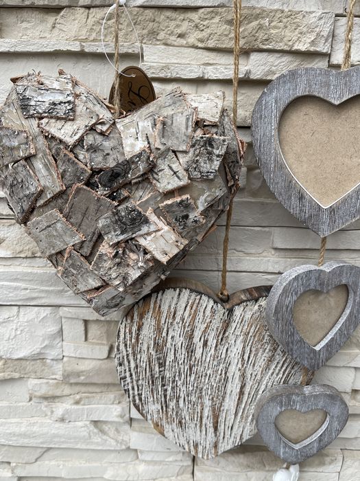 Handmade serca na kiju serce drewno sznurek Walentynki