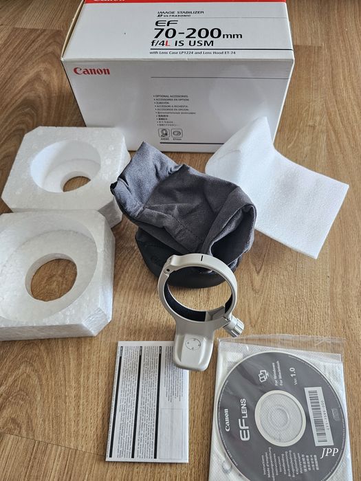 Anel de tripé, bolsa e caixa original, Canon EF 70-200mm f/4L