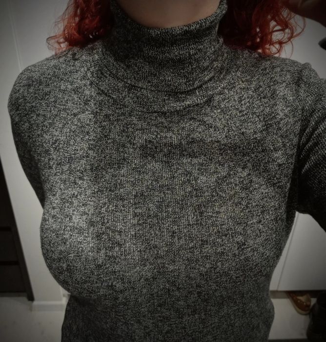 Sweterek z golfem Zara szary melanż S/M