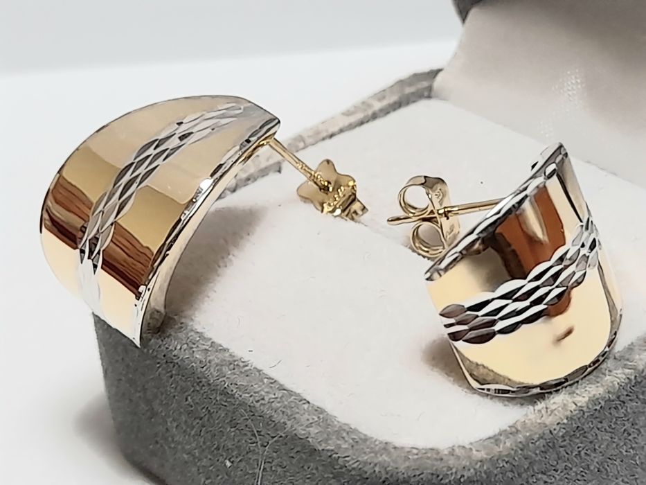 Kolczyki Złote 3D Diamentowane Zobacz Piękne zloto