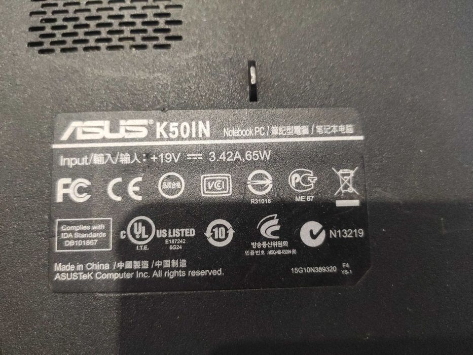Ноутбук Asus K50IN, налаштований