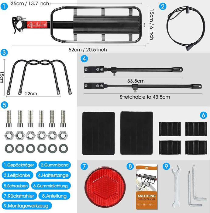 Nowy aluminiowy bagażnik rowerowy / rower / odblask / 50kg !8461!