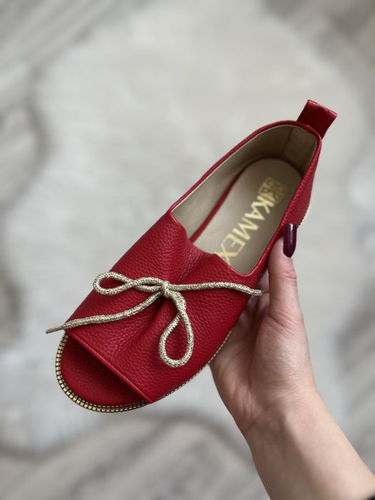 Czerwone sandały saszki polska produkcja kamex eko skóra 38