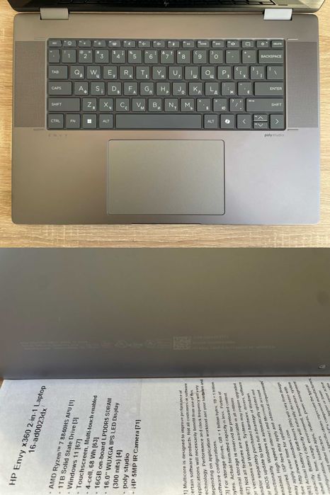 HP Envy 16 360° R7 AI 8840hs 16 ddr5 512 Radeon 780m 2Gb Bat 10ч 1.6кг метал 2025 Гарантия Расрочка
