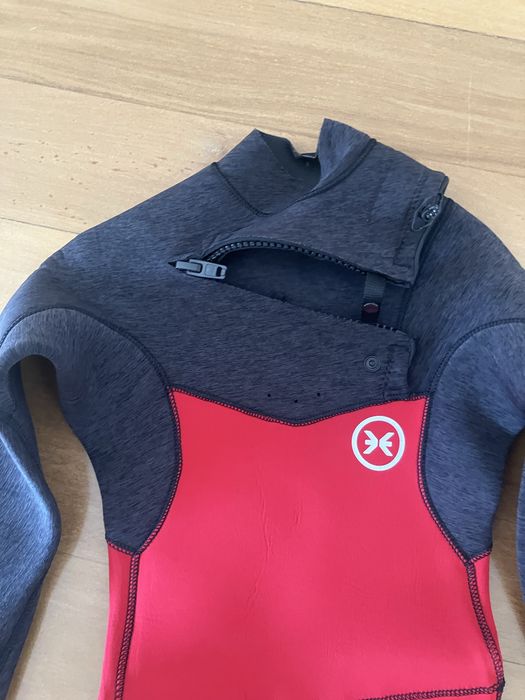 Fato de Surf Junior Premium 4/3 Chest Zip Vermelho