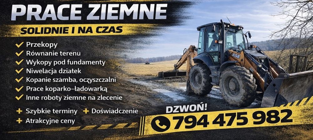 Prace ziemne koparko ladowarka