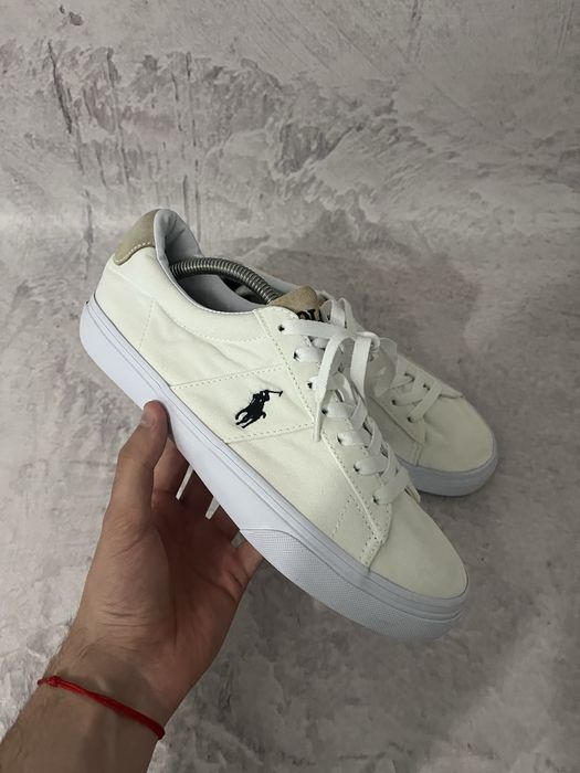 Sneakersy Polo Ralph Lauren Białe Płóciene Skóra Zamsz EU 42.5 / US 9.5 Nowe Bez Pudełka