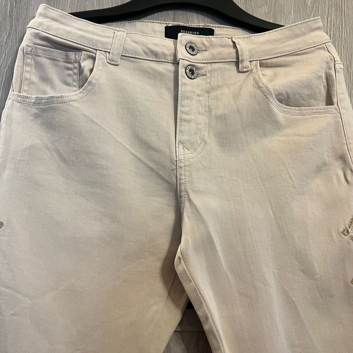 Spodnie jeansy jasny beż Reserved Denim M-38