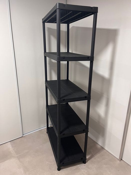 Estante PVC/Resina Preto com 5 prateleiras 180 x 80 x 40 cm
