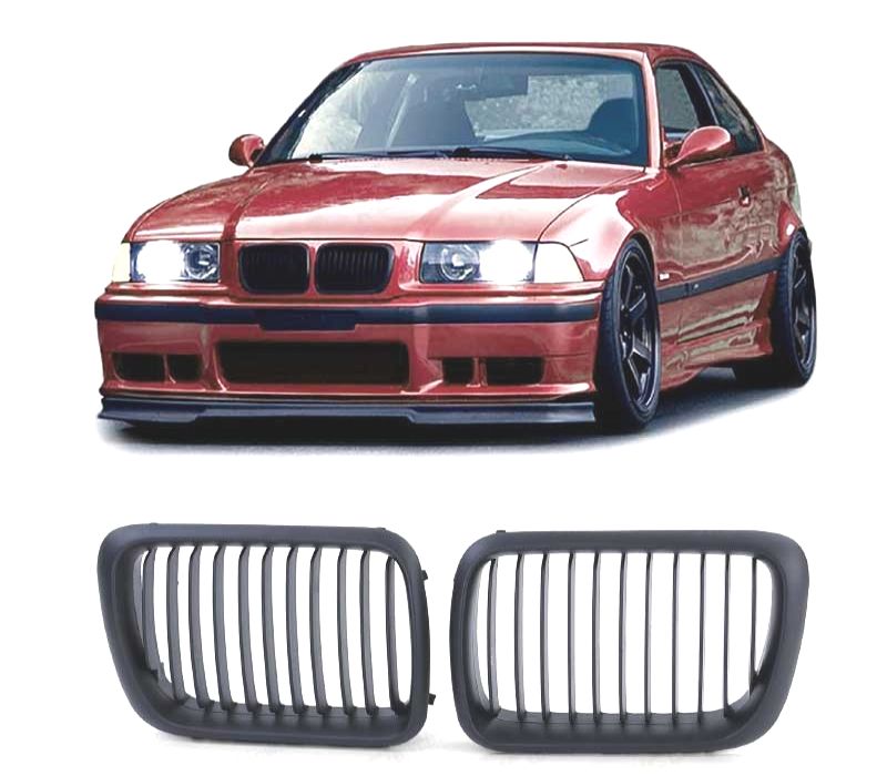 GRELHAS FRONTAIS BMW E36 96-99 LOOK M PERFORMANCE PRETO MATT