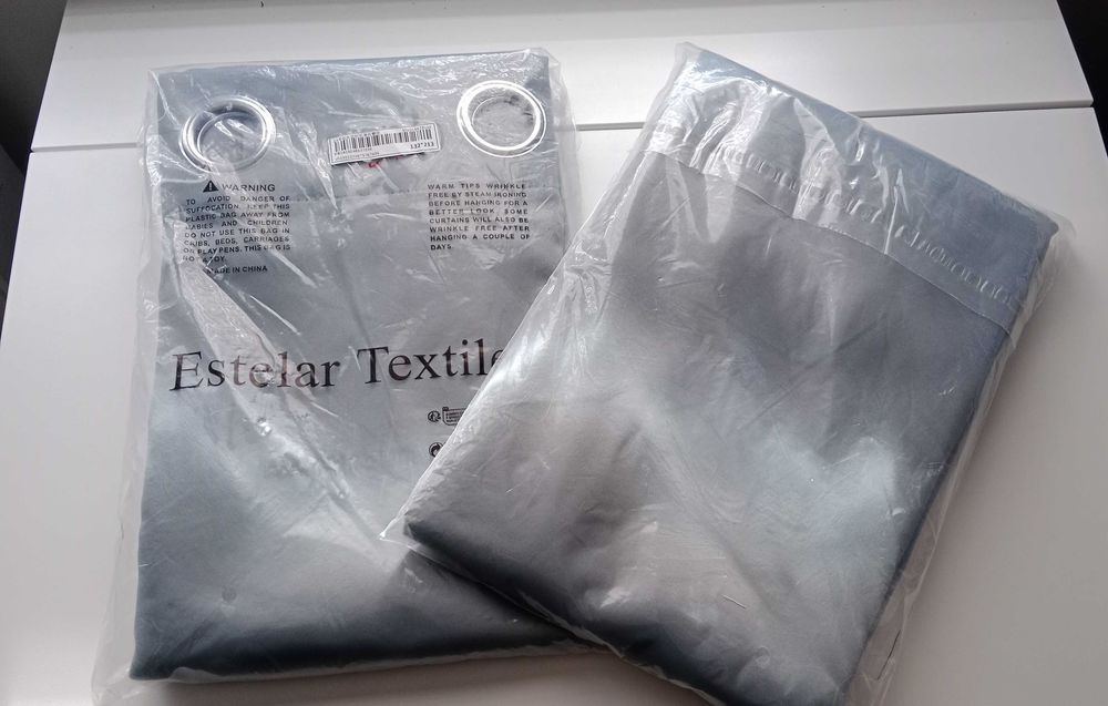 2 ZASŁONY szaro-niebieskie | NOWE w opakowaniu