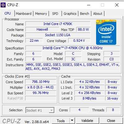 Procesor Intel Core i7-4790k 4.0GHz 4.4GHz Turbo 4 Rdzenie LGA 1150