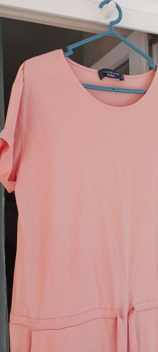 Vestido malha fina e natural, Coramarelo-rosato,tam.36-38,nova