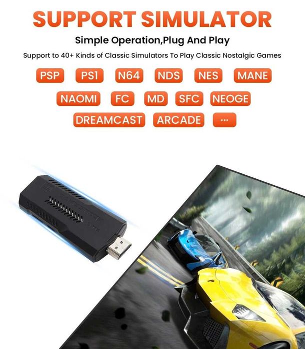 [Novo] Gaming Stick Retro / Consola Retro com 2 Comandos WiFi