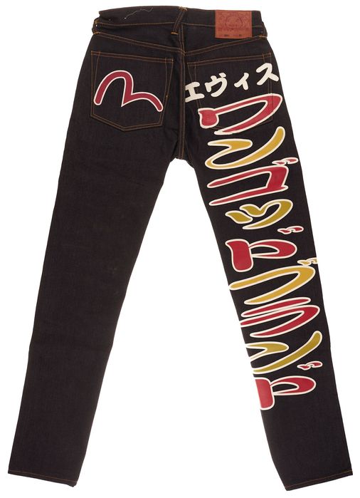 Spodnie Evisu Japanese W30 Męskie Dark Wash Button Fly Denim