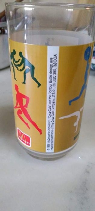 Vintage 6 Copos vidro "Coca-Cola e Macdonalds" Olimpíadas 1996 Atlanta