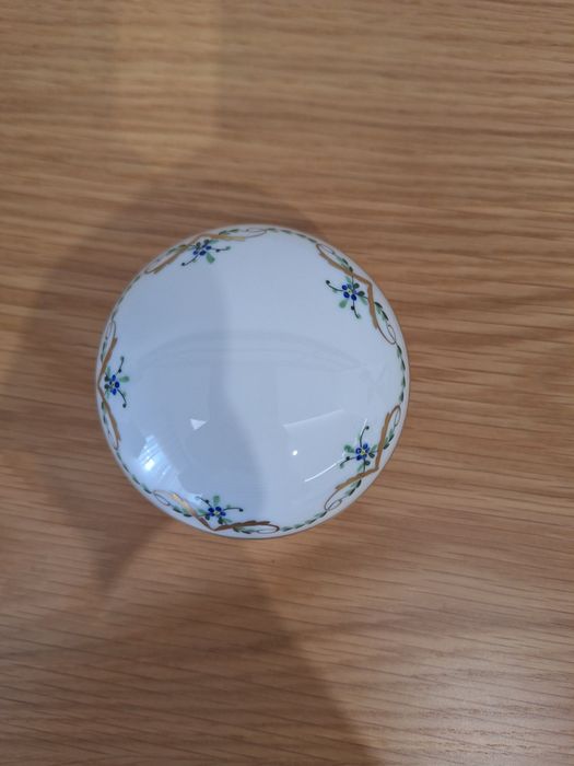 Caixa Guarda-Joias / Bonbonnière Antiga em Porcelana Augarten Wien - Pintada à Mão