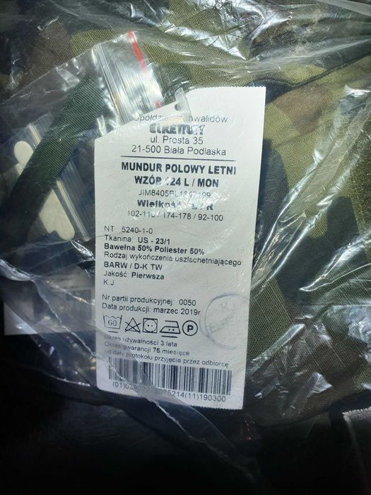 Mundur wojskowy 124P/MON całoroczny rozmiar L/R