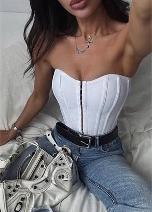 Корсет prettylittlething xxs xs білий в чудовому стані