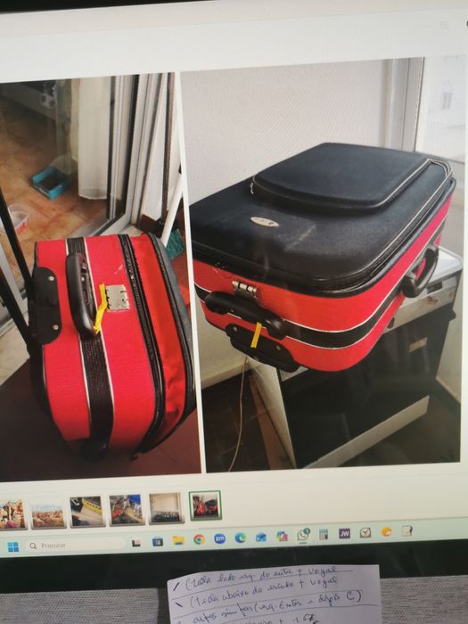 Mala  de viagem, mēdia, mas com bastante arrumaçåo, e em muito bom estado de conservação.