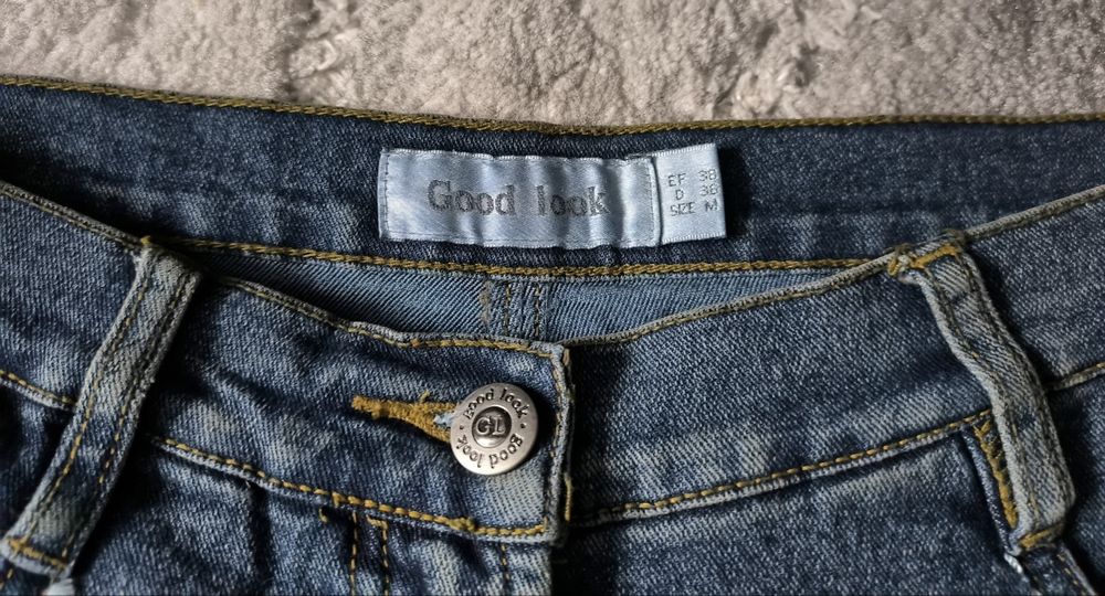 Spodnie jeans, jeansowe, vintage, dzwony, M (38)