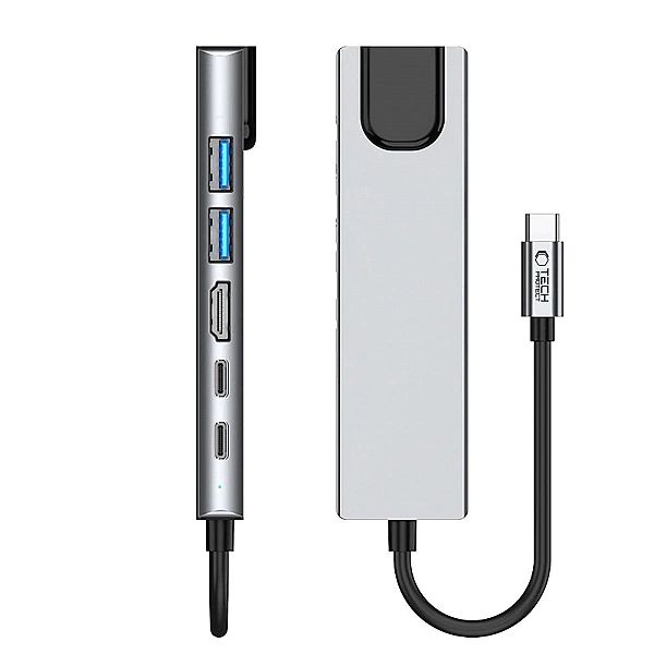 Adapter Tech-Protect HB02 HUB Adapter 6w1 USB-C + USB2.0 + USB3.0 + HD