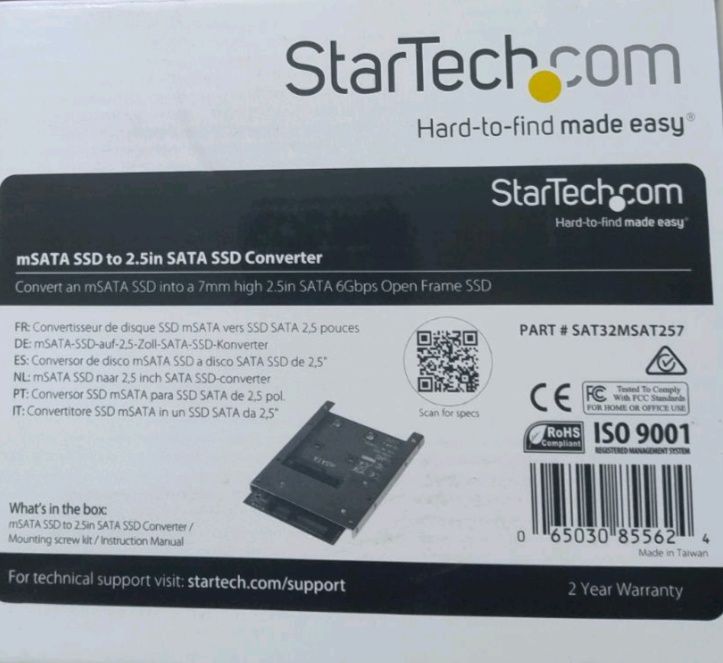 Адаптер mSATA SSD to 2.5" SATA StarTech (SAT32MSAT257) як