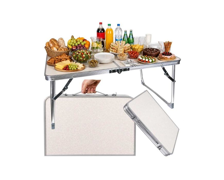 Stolik Turystyczny Składany 61x41 cm Aluminiowy Kempingowy Biwakowy Wędkarski Camping Piknik Walizka