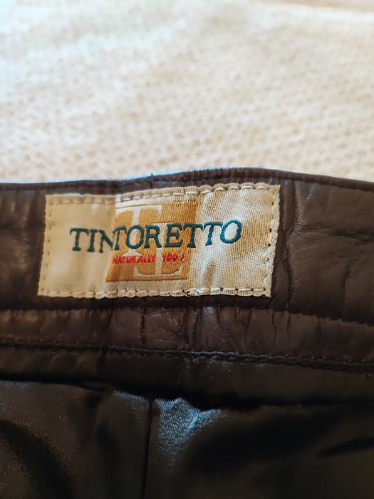 Calças em pele castanha Tintoretto